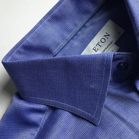ETON  nice shade of   blue dress cotton shirt Sz 16 made in Romania  🇷🇴 - Picture 6 of 10